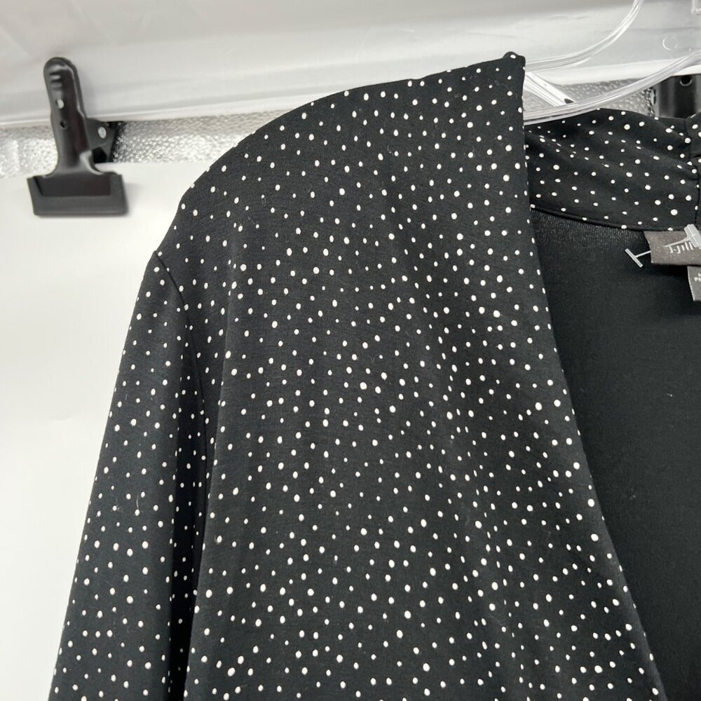 J.Jill Polka Dot Shift Dress Draped Skirt Long Sleeve Black/White Size XLP - Picture 5 of 9